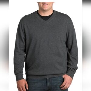 Rochester NWT Mens 2XL Sweater Grey Premium Cashmere Blend V-Neck Knit DXL